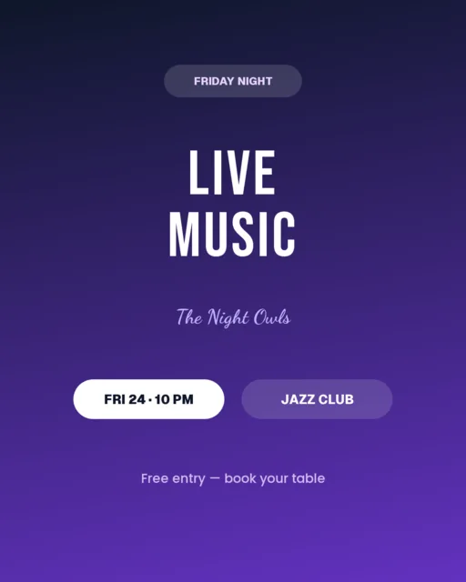 A vertical 9:16 event Story with a purple gradient