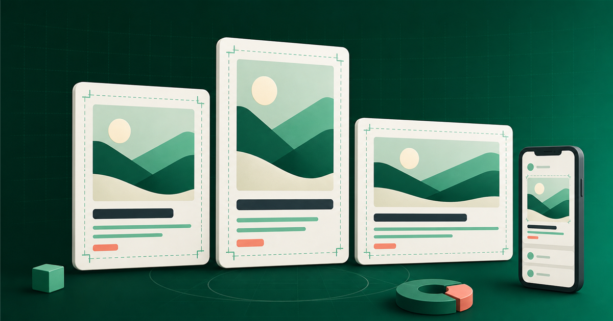 Square, portrait and landscape social graphics with crop-safe areas