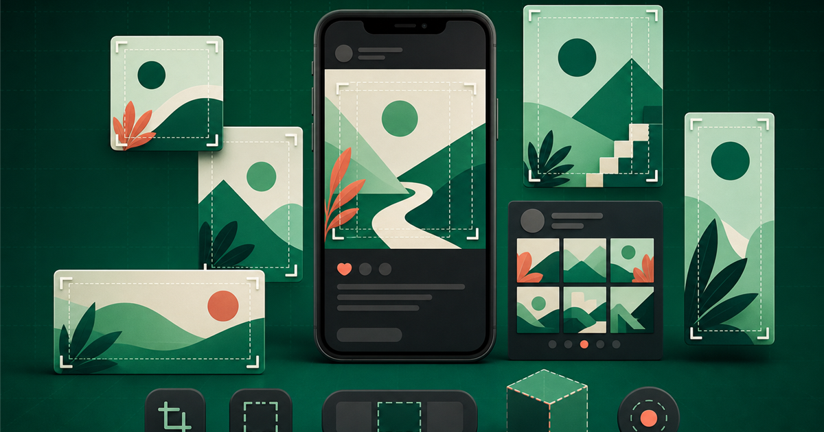 Instagram square, portrait, landscape and vertical crop-safe compositions